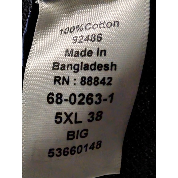 NWOT King Size Pants Big Mens 5XL 55x38 Raw Navy Blue Cotton Elastic‎ Pockets - Picture 4 of 9